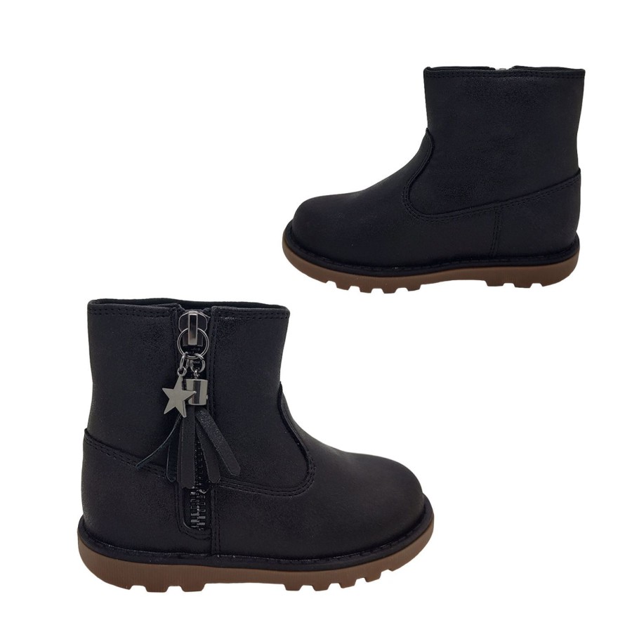 Kids Grosby Boots | Grosby Penny Star Girls Shoes Boots Short Ankle Tassle Star Soft Shimmer Upper