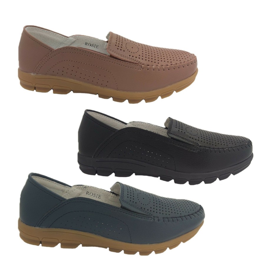 Women Wild Sole | Ladies Shoes Wild Sole Rosie Casuals Soft Leather Slip On Flats