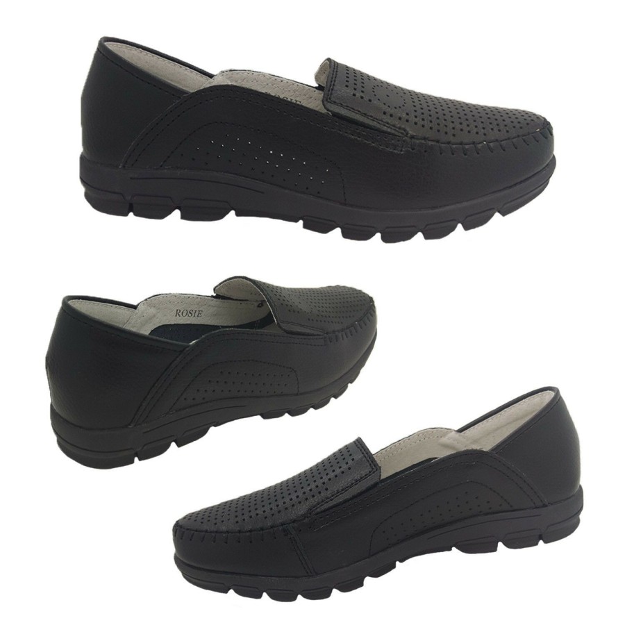 Women Wild Sole | Ladies Shoes Wild Sole Rosie Casuals Soft Leather Slip On Flats