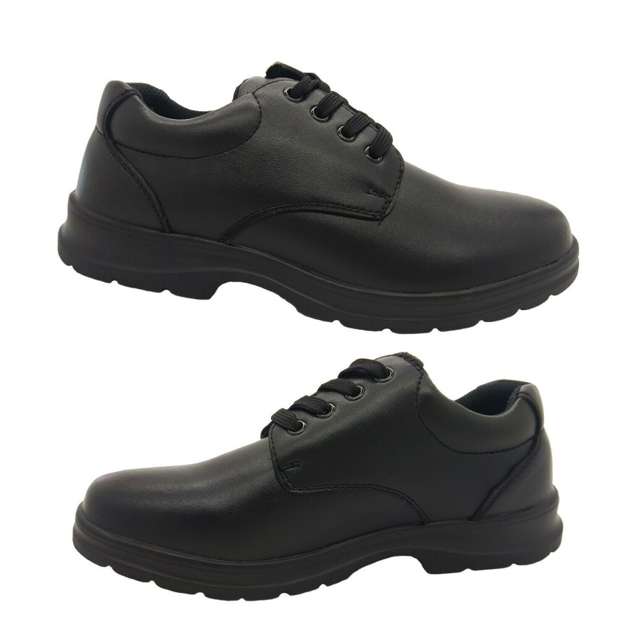 Kids Grosby School | Boys Shoes Grosby Educate Jnr School Leather Shoe Laceup Dual Insole Black