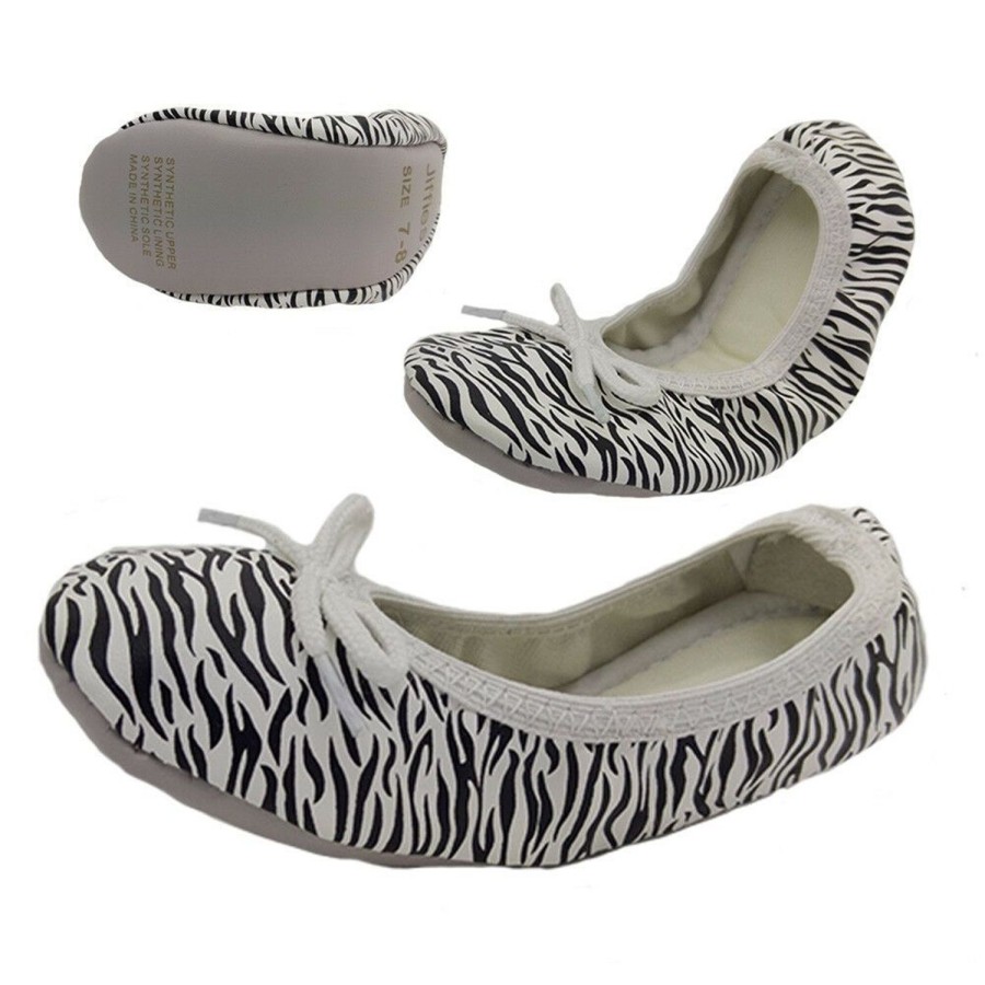 Kids Jiffies Casual | Girls Genuine Jiffies Classic Ballet Flats Dance Shoes Elastic Edge Soft Insole Zebra Print