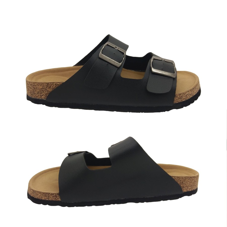 Men WildSole | Wildsole Bourke Mens Sandal Comfort Cork Footbed Dual Buckle Slide Size 7-11