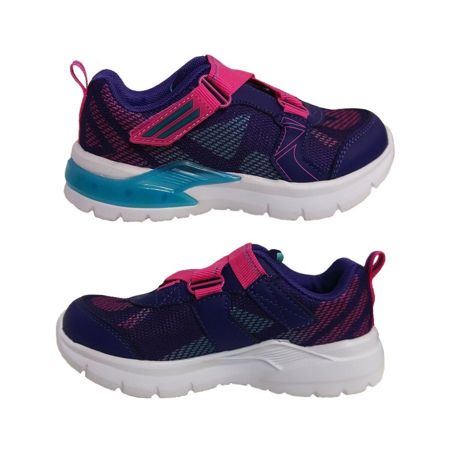 Kids Bolt Runners | Girls Shoes Bolt Pax Led Light Up Sole Runner Hook And Loop Purple/Pink