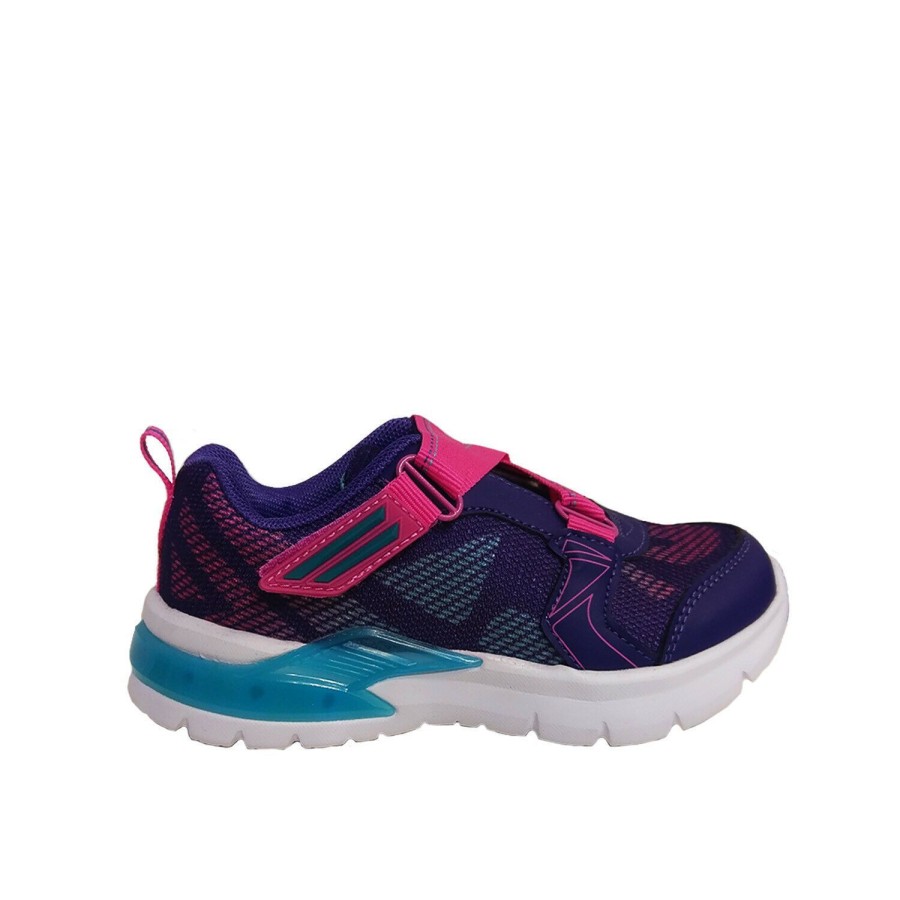 Kids Bolt Runners | Girls Shoes Bolt Pax Led Light Up Sole Runner Hook And Loop Purple/Pink