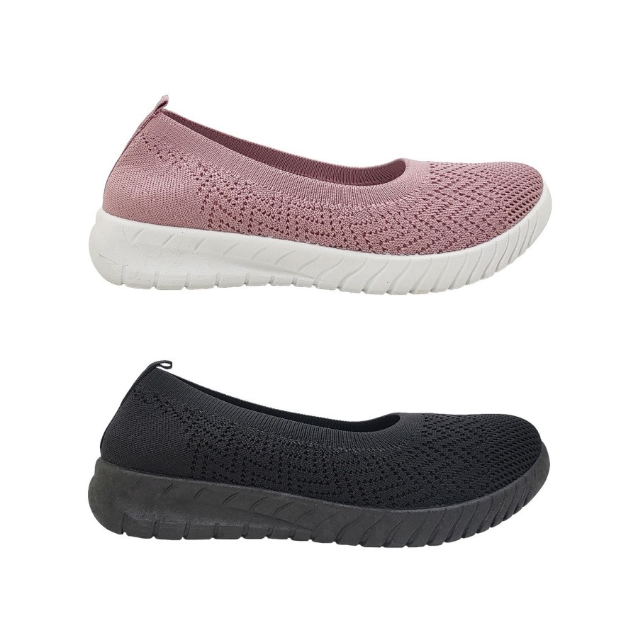 Women Bellissimo | Bellissimo Verity Ladies Shoes Casual Slip On Comfort Knit Top Light Flex Sole