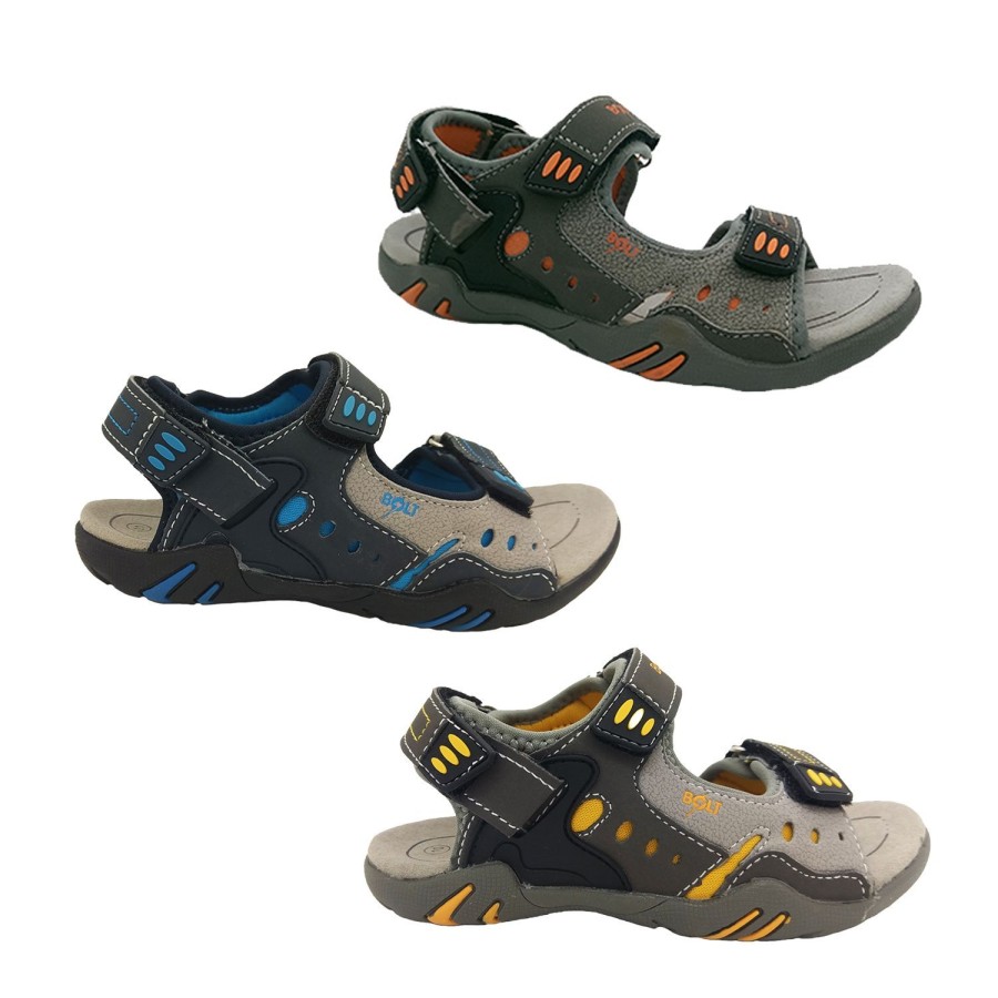 Kids Bolt Sandals | Boys Shoes Bolt Hudson Summer Surf Sandals Adjustable Hook And Loop