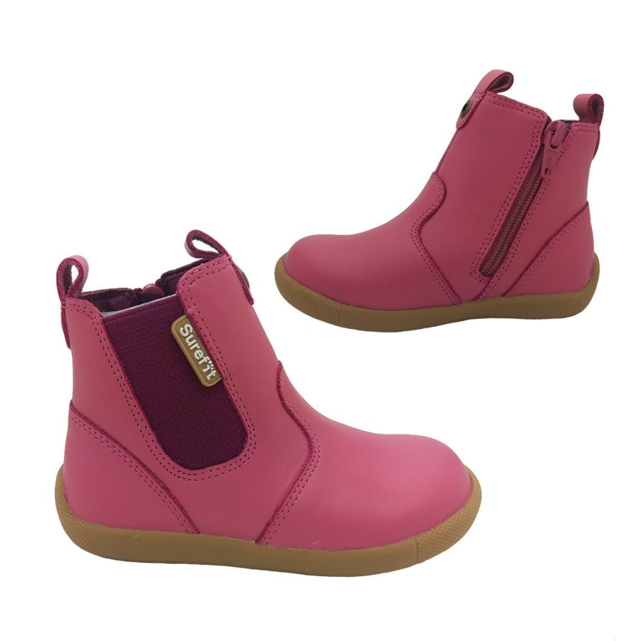 Kids Surefit Boots | Surefit Mani2 Little Girls Leather Boots Zip Elastic Side Cute Flex Sole Light