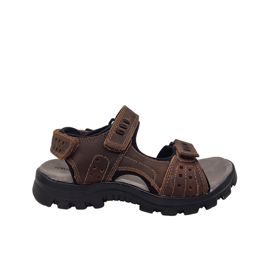 Men Woodlands | Woodlands Trump Mens Sandals Leather Upper Surf Sandal Tab Adjust Lined Light Brown