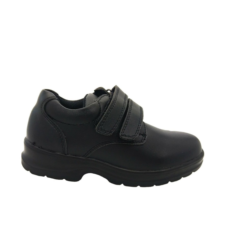 Kids Grosby Dress/Formal | Boys Shoes Grosby Evan Leather Hook And Loop School Shoe Black