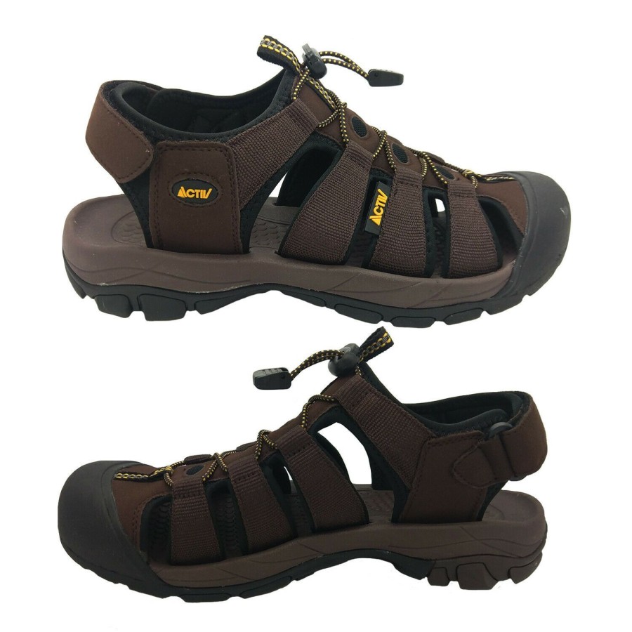 Men Activ | Mens Shoes Activ Reef Comfort Sandal Walker Beach Adjustable Closed Toe 7-12 Brown