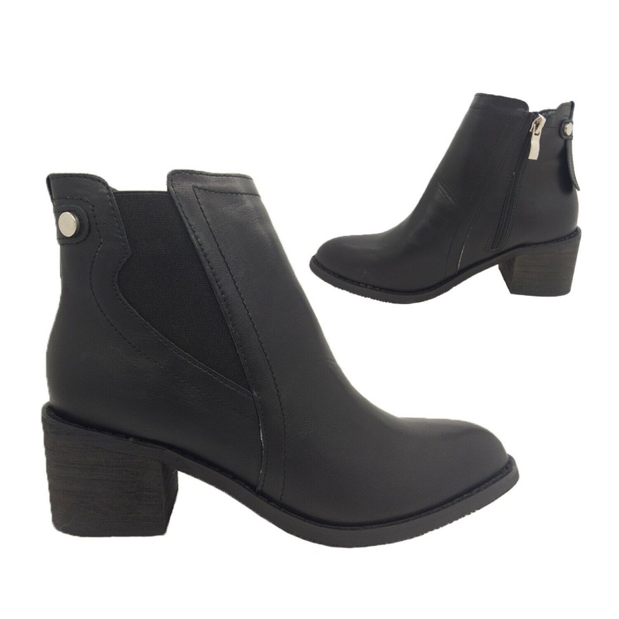 Women Wildsole | Ladies Shoes Boots Wildsole Emy Zip Up Dressy Ankle Boots Black