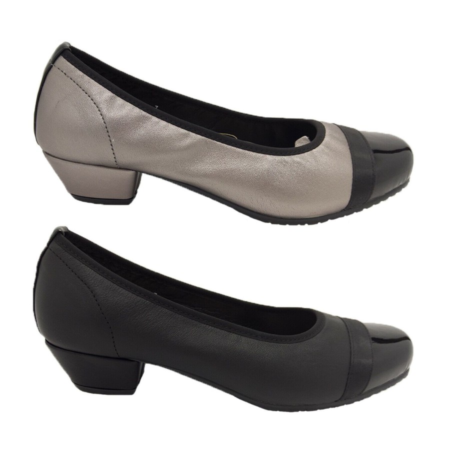 Women Jemma | Ladies Shoes Jemma Hybrid Court Slip On Leather Low Heel Work Shoe Size 6-11