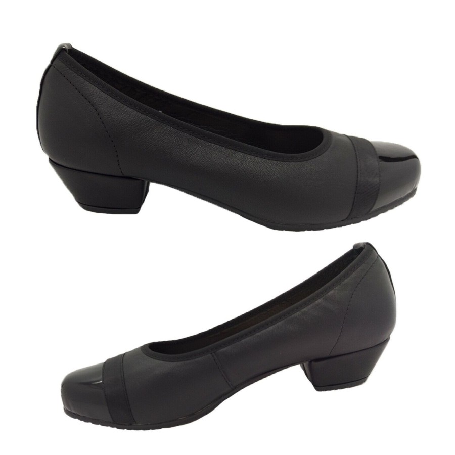 Women Jemma | Ladies Shoes Jemma Hybrid Court Slip On Leather Low Heel Work Shoe Size 6-11