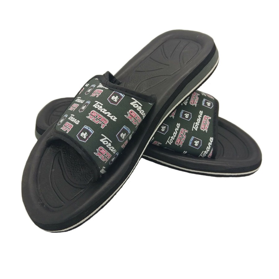 Men Holden | Mens Shoes Holden Torana Slides Slip Ons Adjustable Hook And Loop Holden Black