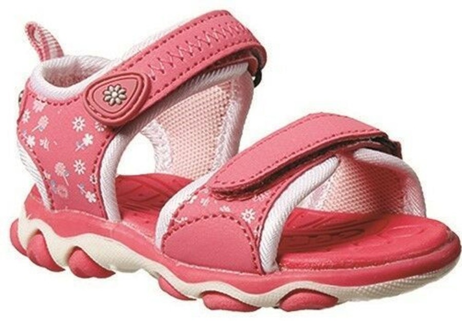 Kids Grosby Sandals | Girls Toddler Shoes Grosby Alex Surf Sandals Size 3-7 Hook And Loop Pink/White