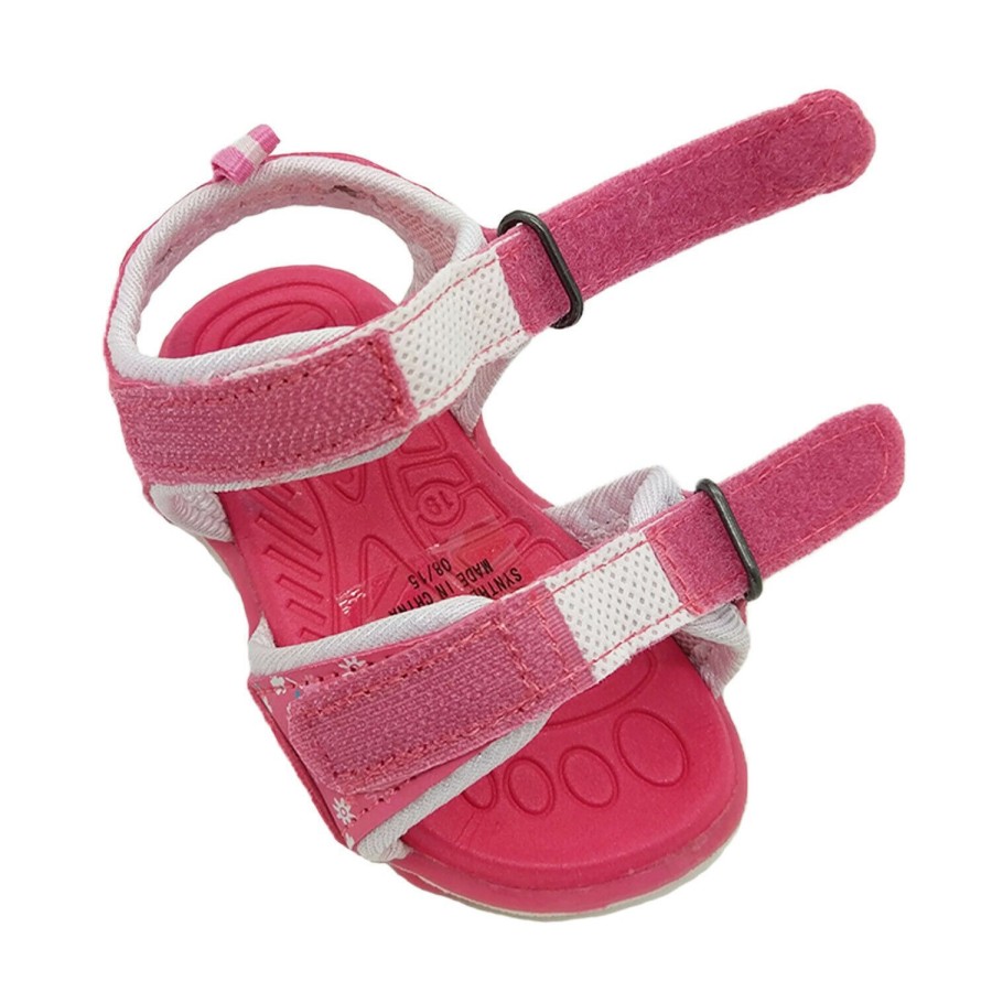 Kids Grosby Sandals | Girls Toddler Shoes Grosby Alex Surf Sandals Size 3-7 Hook And Loop Pink/White