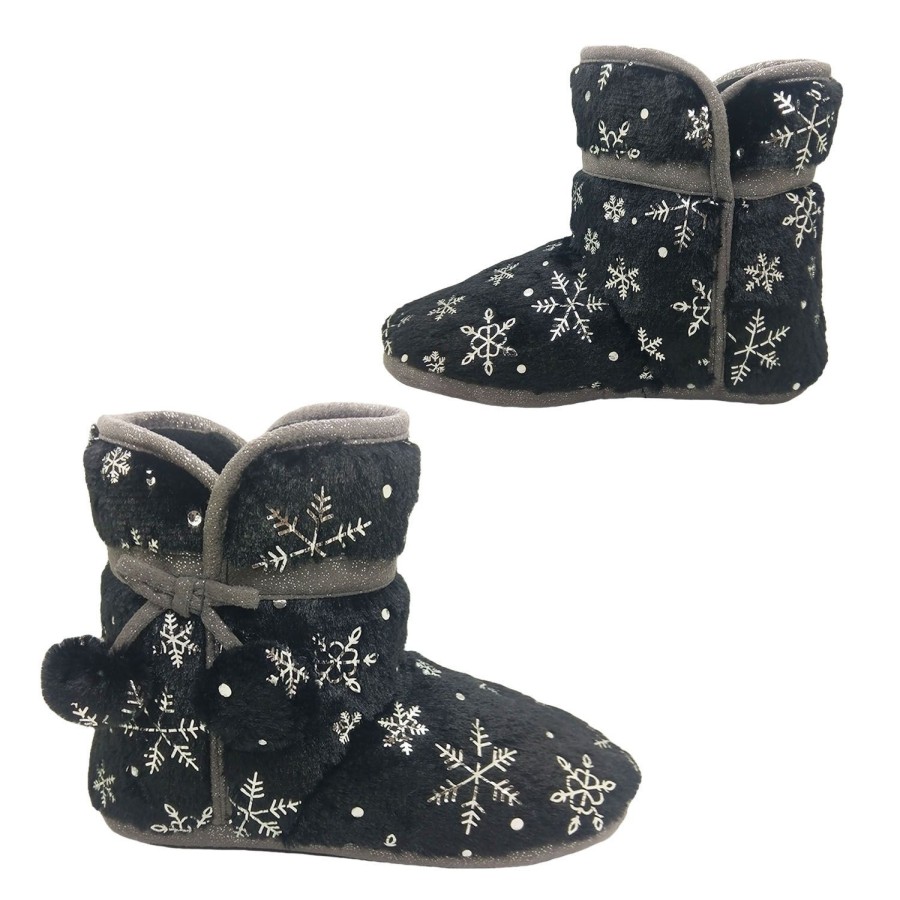 Women Bellissimo | Bellissimo Snow Ladies Slippers Boots Furry Outer Soft Inside Snow Print Slip On