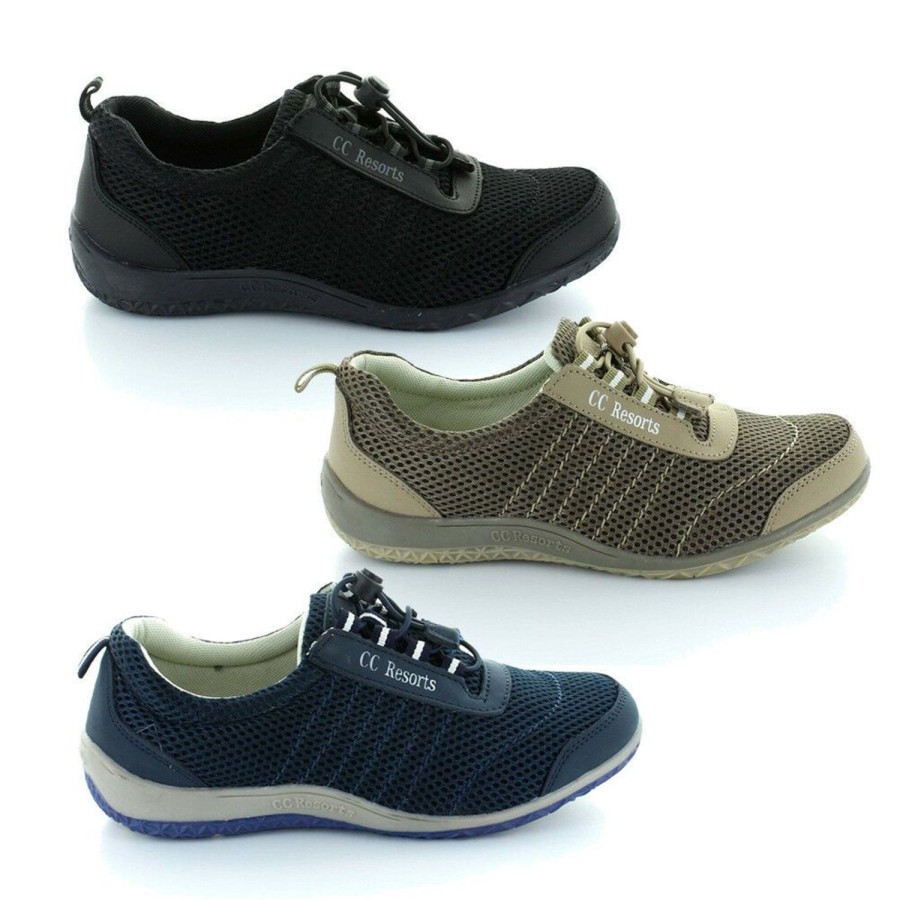 Women CC Resorts | Ladies Shoes Cc Resorts Sandra Toggle Elastic Lace Lightweight 3 Colours 6-11Au