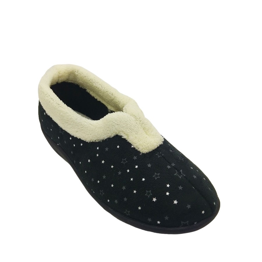 Women Padders | Padders Delight Ladies Slippers V Cut Top Soft Trim Padded Insole Slip On Uk Sizes Black