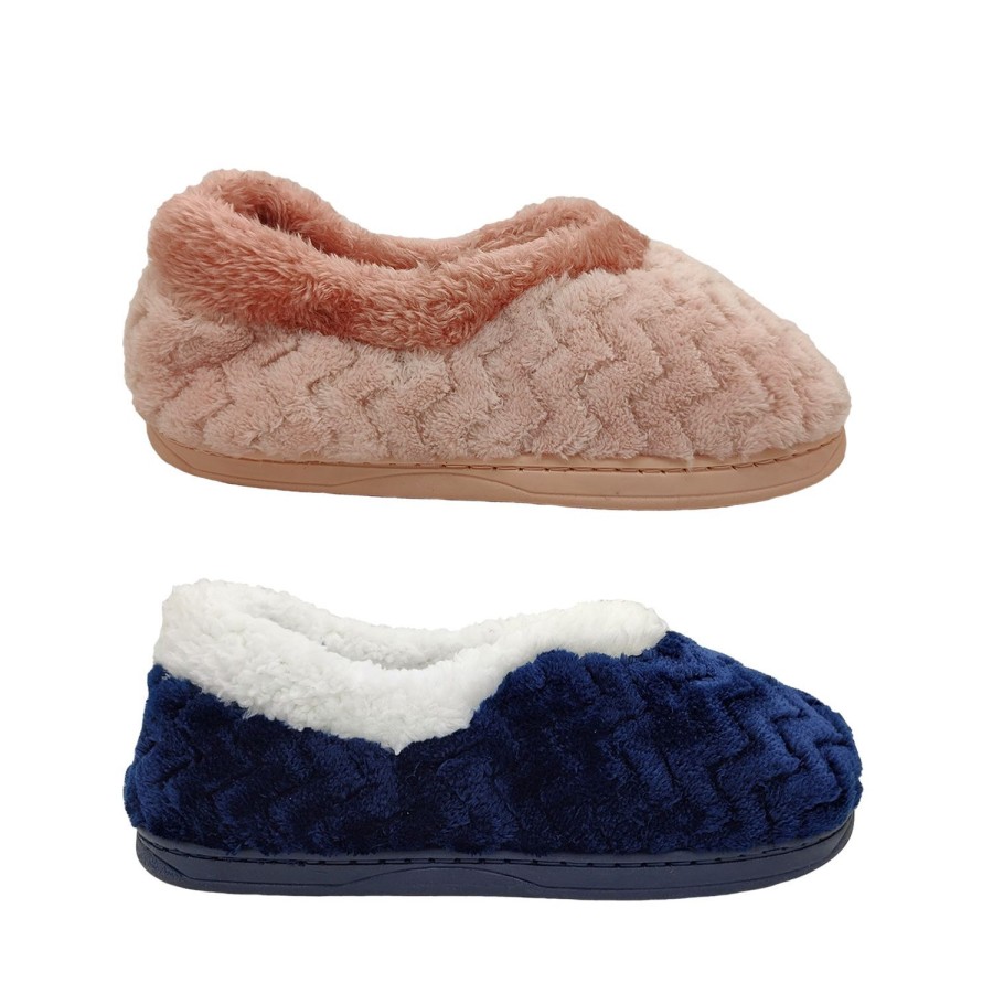 Women Grosby | Grosby Eugenie Invisible Support Ladies Slipper Slip On Furry Lined Cushioned