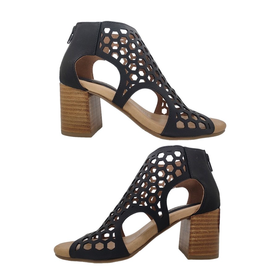 Women Step on Air | Step On Air Kage Ladies Shoes Heel Caged Sandals Zip Back Punchout Upper