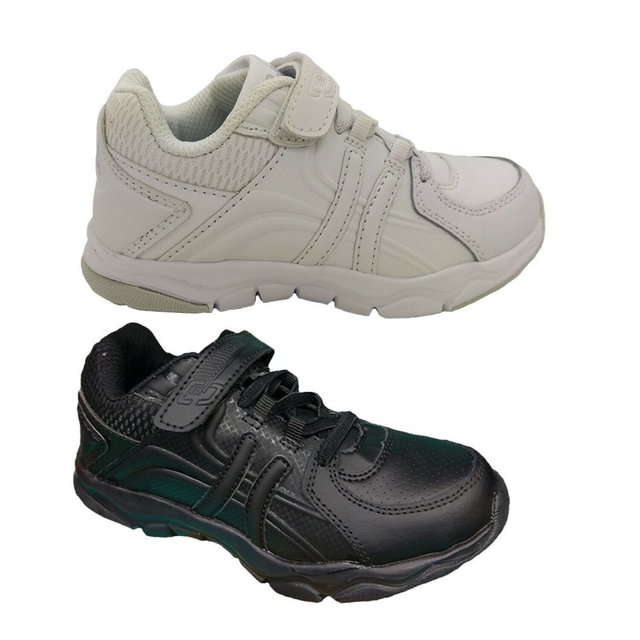 Kids Grosby Runners | Boys Shoes Grosby Hoxton School Shoe Sneaker Hook And Loop Light