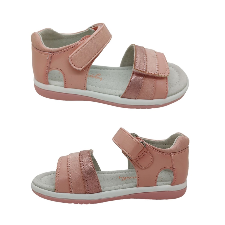 Kids Grosby Sandals | Grosby Soda Little Girls Sandals Shimmer Trim Heel In Adjustable Straps Flex Sole