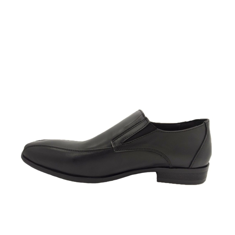 Men Woodlands | Mens Shoes Woodlands Filbert Leather Slip On Flat Work Or Formal Style Black