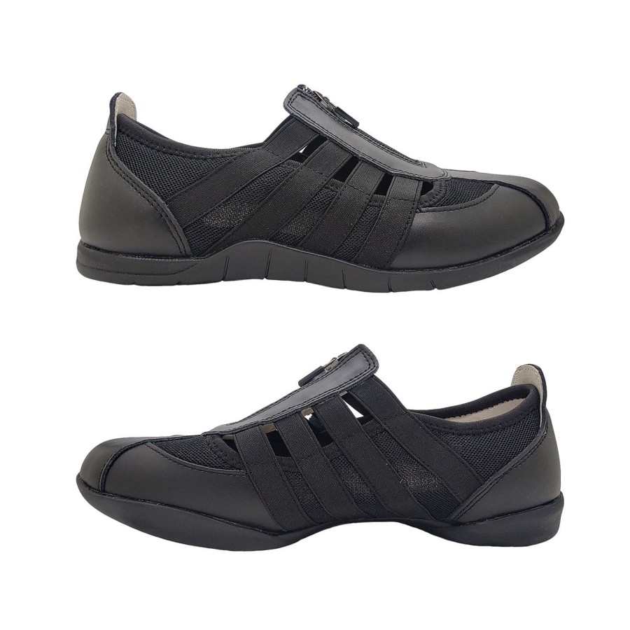 Women JoJo | Jojo Wewalk Ladies Shoes Leather Casual Flats Zip Top Elastic Comfort Everyday