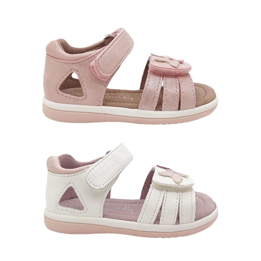 Kids Grosby Sandals | Grosby Splice Little Girls Toddler Sandals Leather Lined Heel In Open Toe Adjust Strap