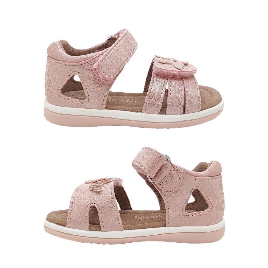 Kids Grosby Sandals | Grosby Splice Little Girls Toddler Sandals Leather Lined Heel In Open Toe Adjust Strap