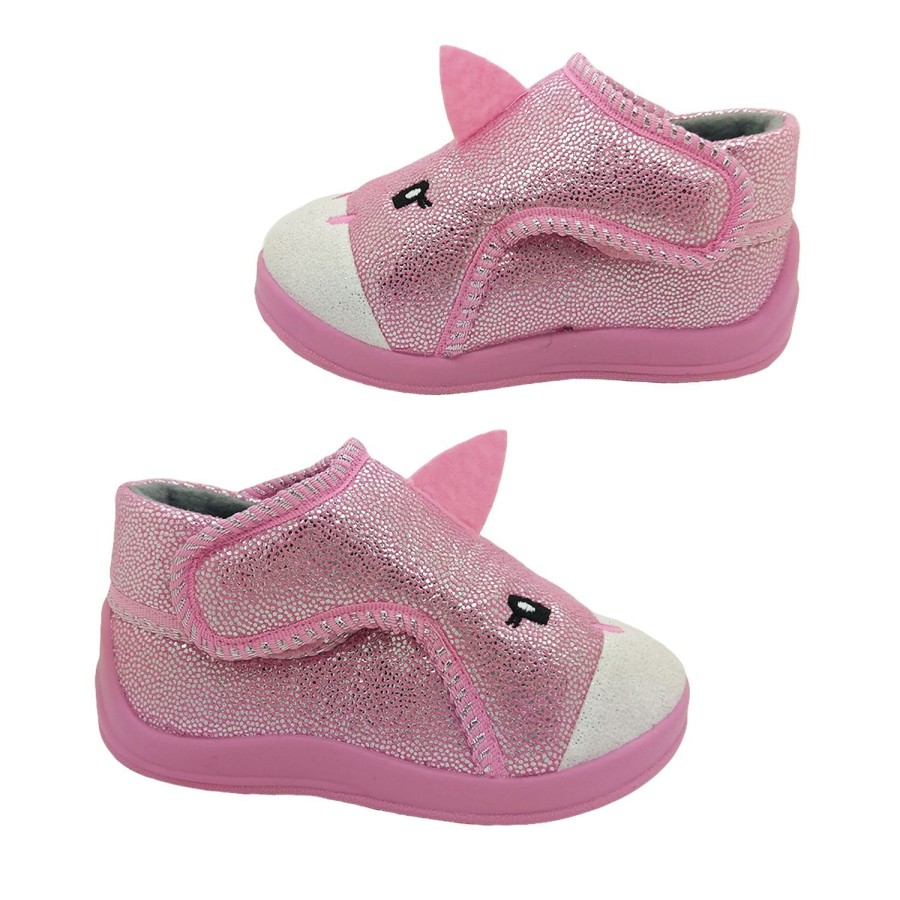 Kids Grosby Slippers | Grosby Dreamy Little Girls Slippers Boot Adjustable Tabs Cute Unicorn Design Pink