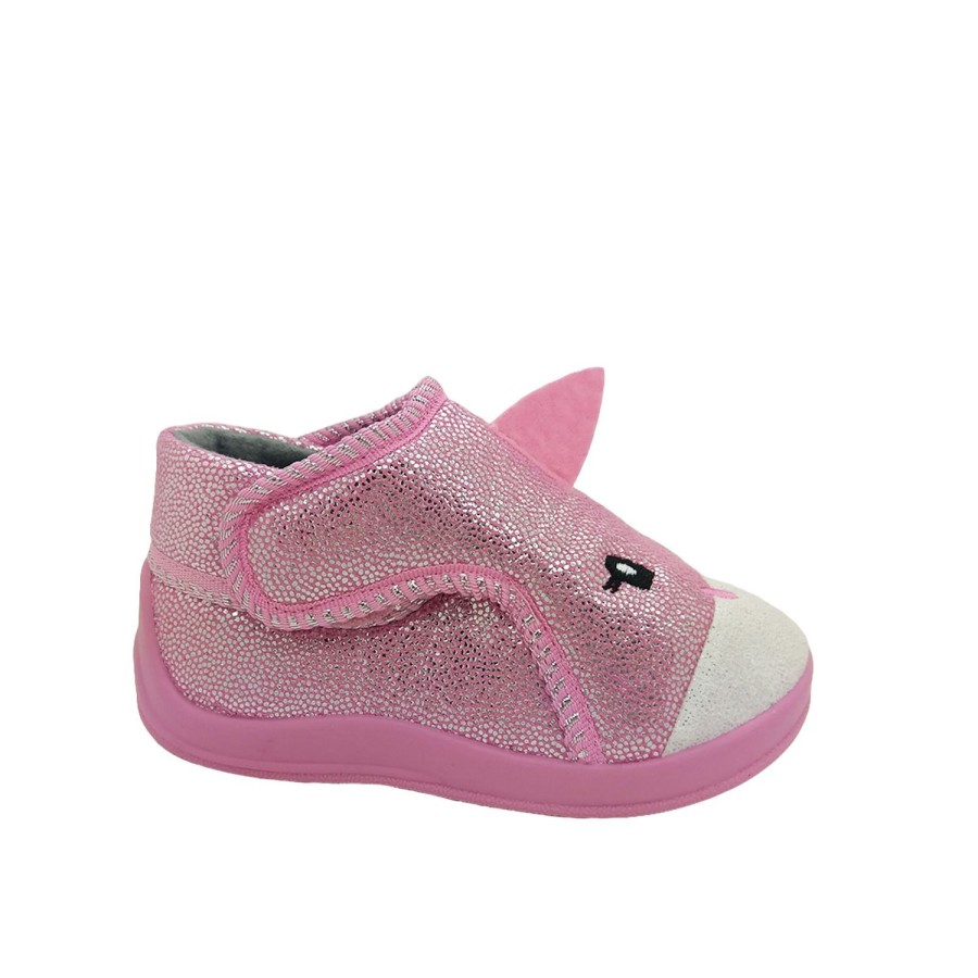 Kids Grosby Slippers | Grosby Dreamy Little Girls Slippers Boot Adjustable Tabs Cute Unicorn Design Pink