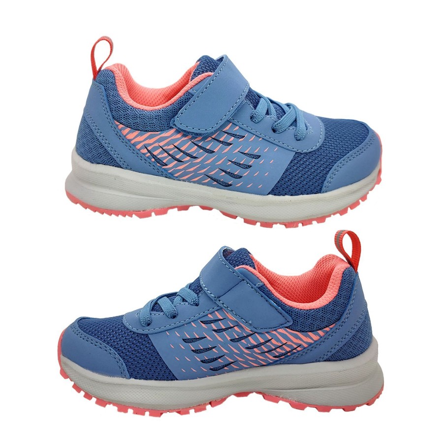 Kids Bolt Runners | Bolt Dash Girls Youth Shoes Sneaker Casual Trainer Light Flex Sole Hook And Loop Blue/Pink