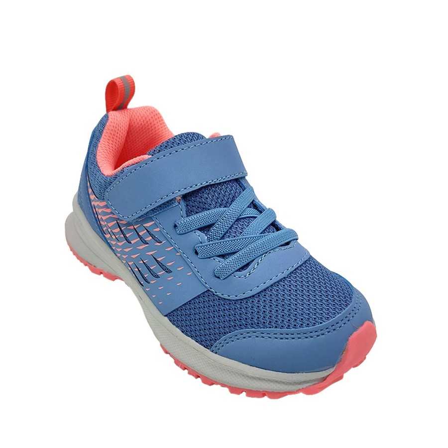 Kids Bolt Runners | Bolt Dash Girls Youth Shoes Sneaker Casual Trainer Light Flex Sole Hook And Loop Blue/Pink