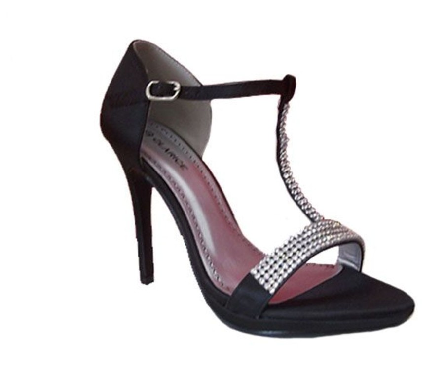 Women Clarice | Clarice Burnice Ladies Shoes Stunning Tbar Diamante Embellished Heels