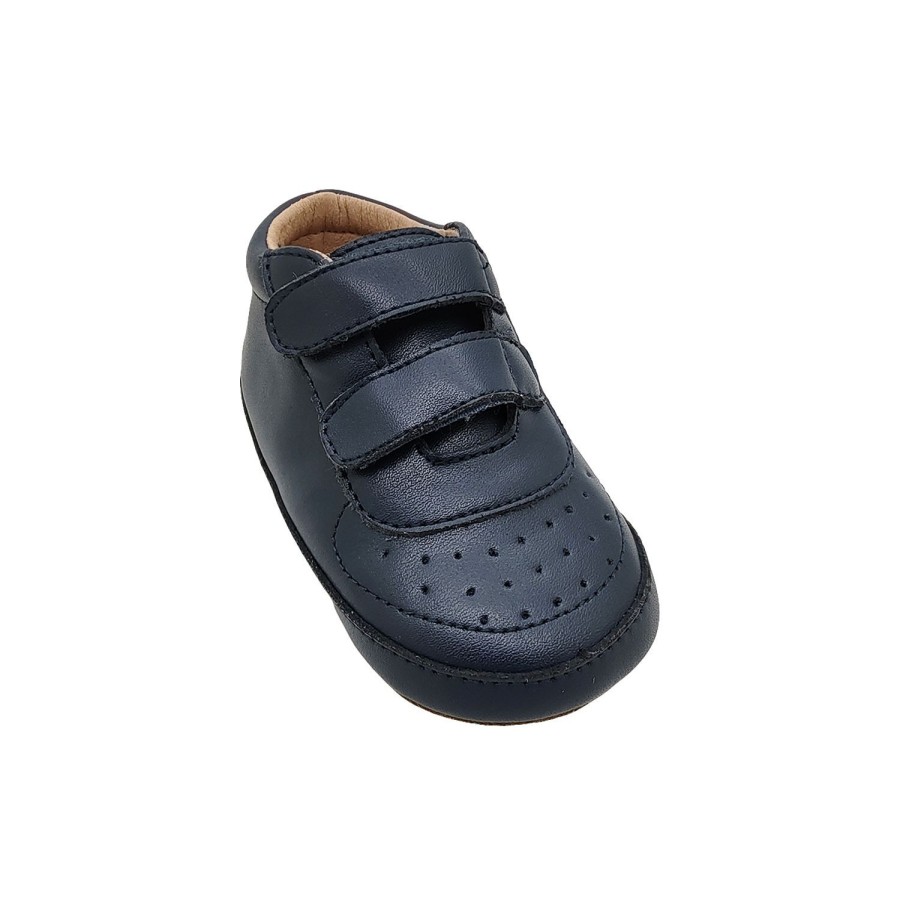 Kids Grosby Baby | Grosby Little Step Baby Toddler Boys Pre Walker Leather Hook And Loop Straps Navy