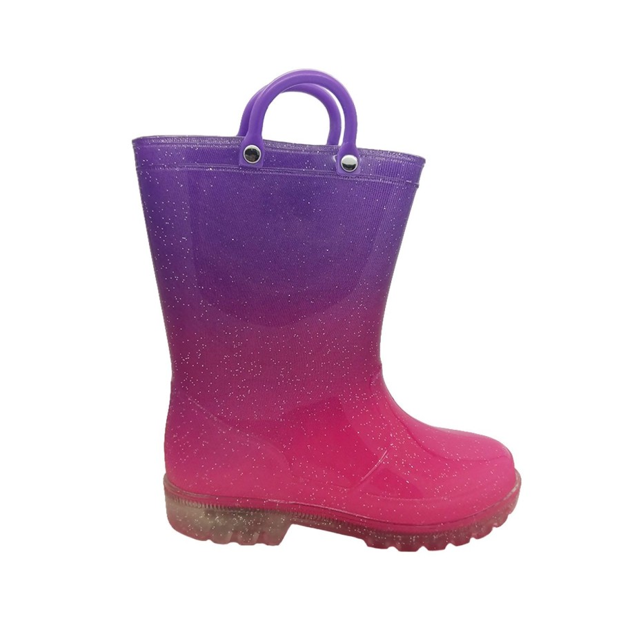 Kids Jellies Outdoor | Jellies Sparkle Lights Gumboots Light Up Wellies Pull On Ombre Print Glitter Purple