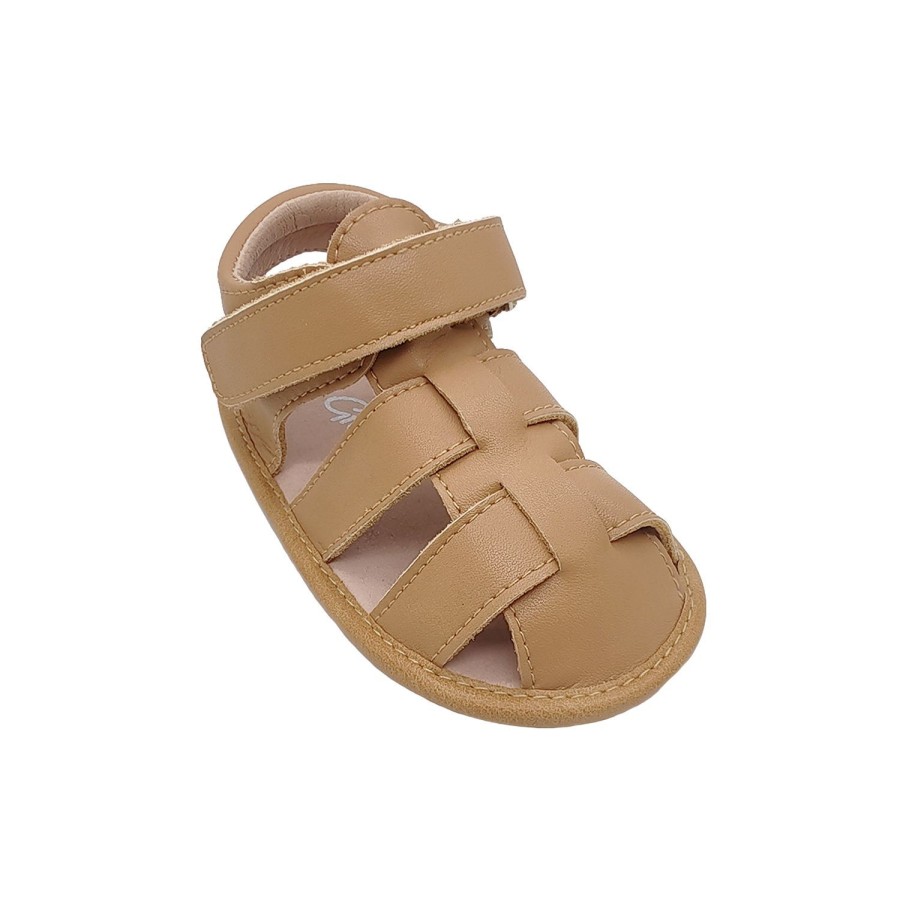 Kids Grosby Baby | Grosby Little Bailey Baby Toddler Boys Pre Walker Leather Sandals Strap Adjust Tan