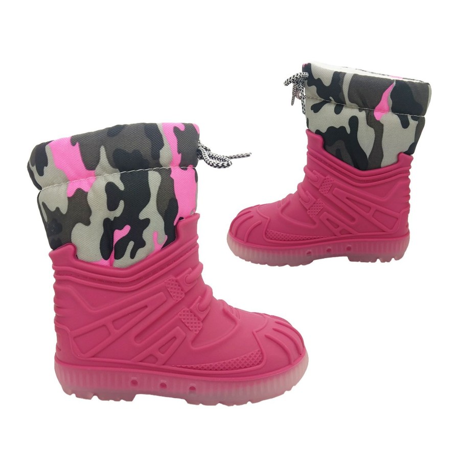 Kids Aussie Gumboot Outdoor | Aussie Gumboot Penguin Girls Boots Snow Boots Fully Lined Warm Water Resistant Pink Camo