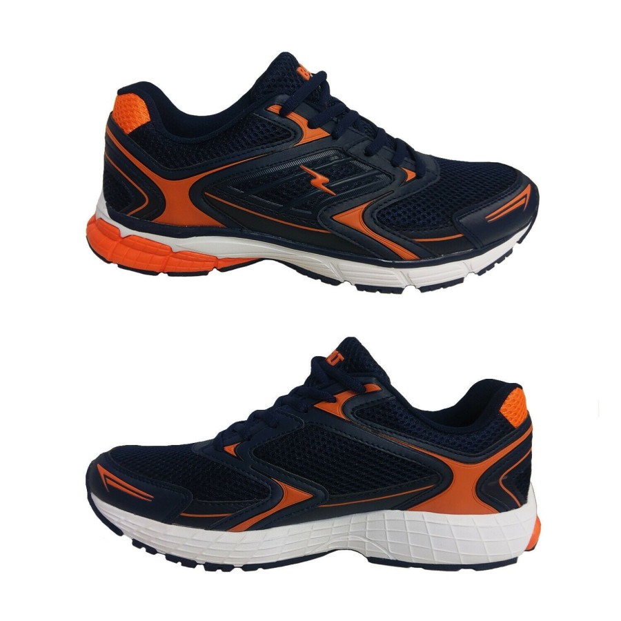 Men Bolt | Mens Sport Shoes Runners/Sneakers Bolt Harvey Lace Up Lightweight Runner Navy/Orange