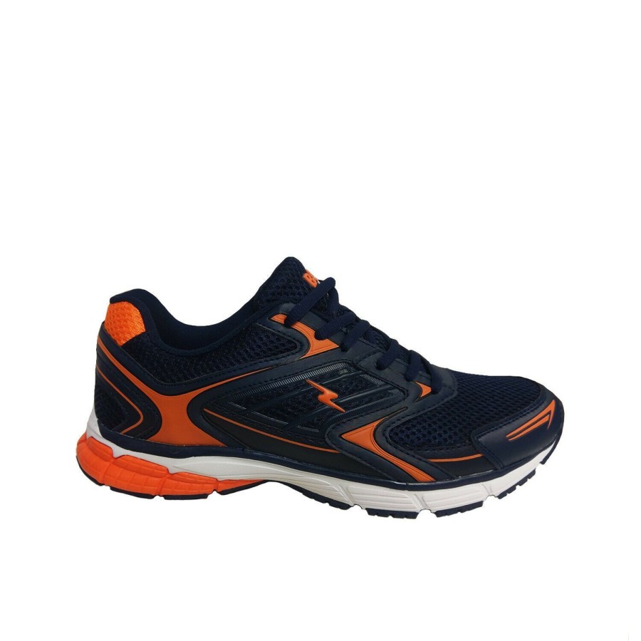 Men Bolt | Mens Sport Shoes Runners/Sneakers Bolt Harvey Lace Up Lightweight Runner Navy/Orange