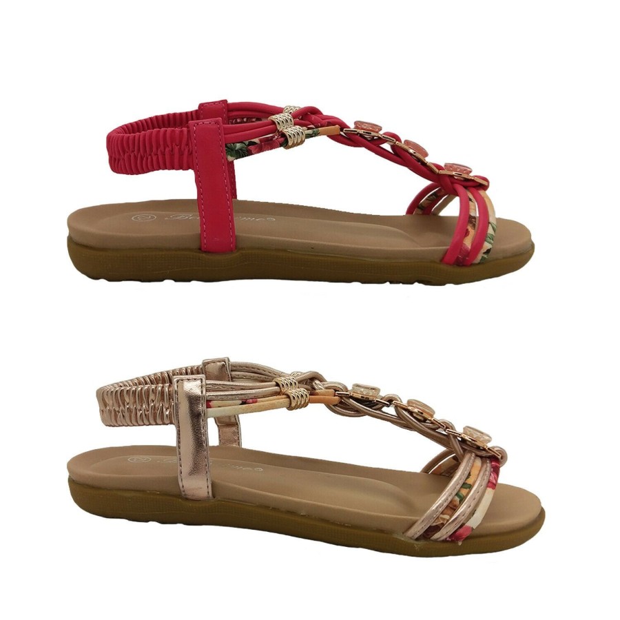 Kids Bellissimo Sandals | Bellissimo Belle Girls Shoes Sandals Slingback Dressy Flat Jewelled Sandal