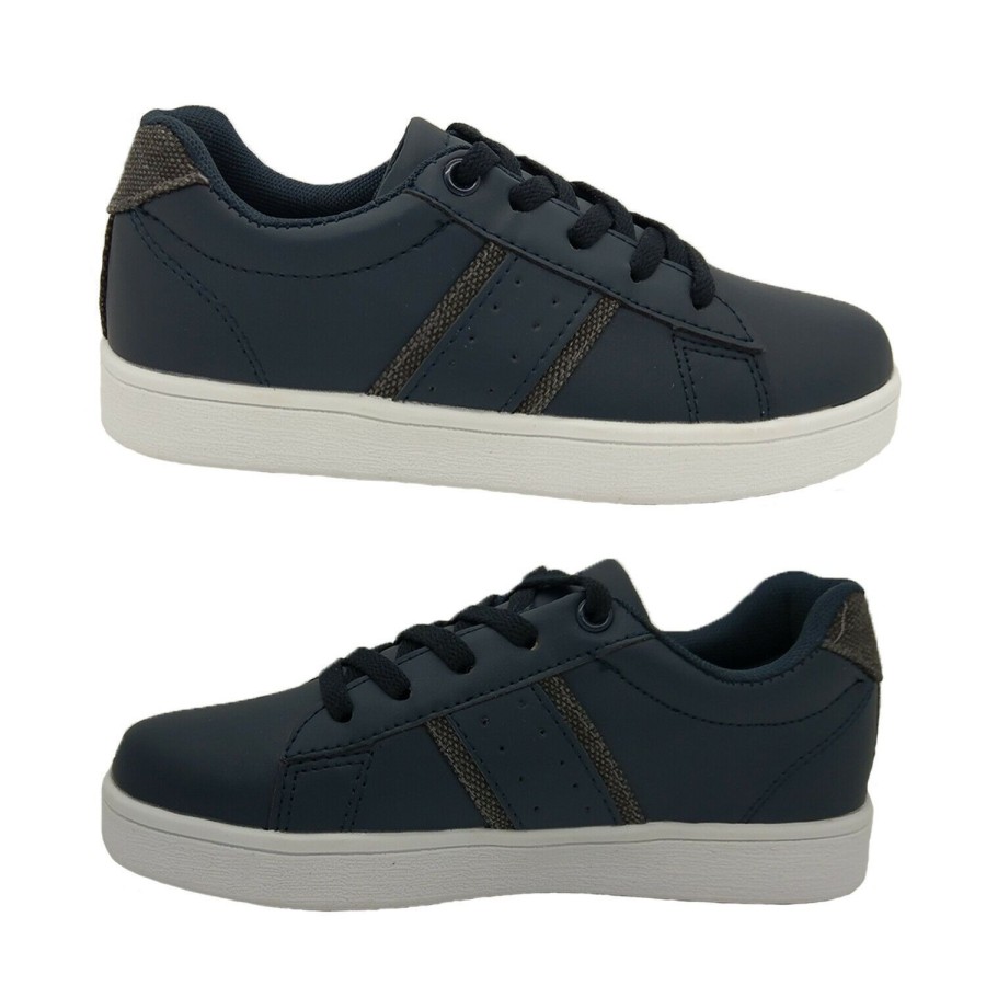 Kids Bolt Casual | Boys Shoes Bolt Theo Casual Lace Up Skate Shoe Navy With Grey Trim Size 13 - 5