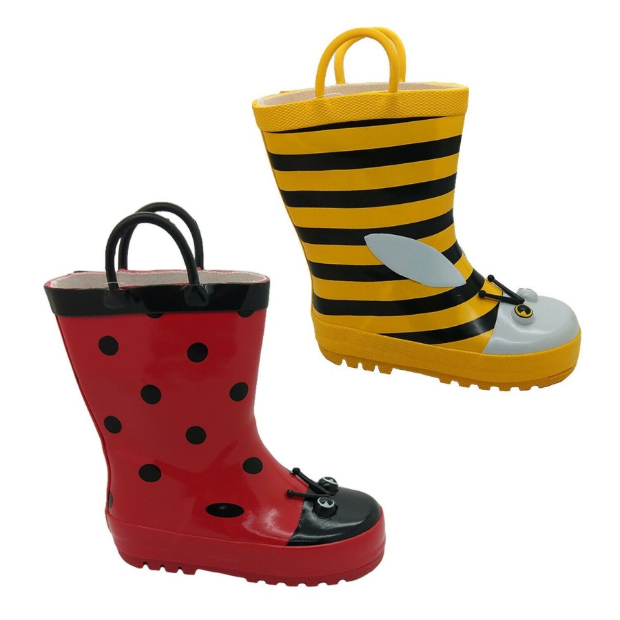 Kids Aussie Gumboot Boots | Aussie Gumboot Bee Or Ladybird Kids Toddlers Gumboots Pull On Wellies Size 5-12