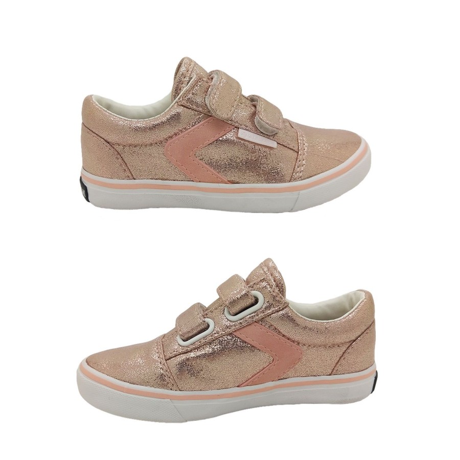 Kids Airwalk Casual | Airwalk Crew Girls Shoes Skate Style Hook And Loop Flat Sole Glitter Upper Blush Pink