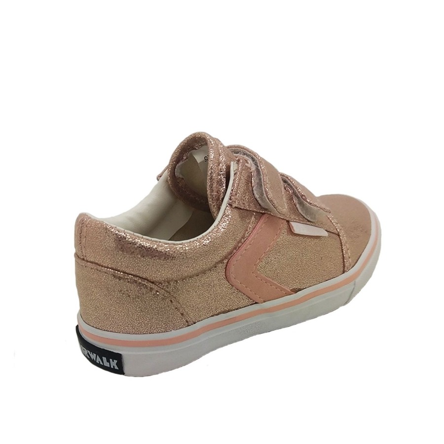 Kids Airwalk Casual | Airwalk Crew Girls Shoes Skate Style Hook And Loop Flat Sole Glitter Upper Blush Pink