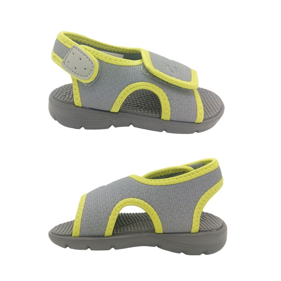 Kids Grosby Sandals | Grosby Chip Toddler Little Boys Sandals Adjustable Easy Clean Beach Wear Light Grey