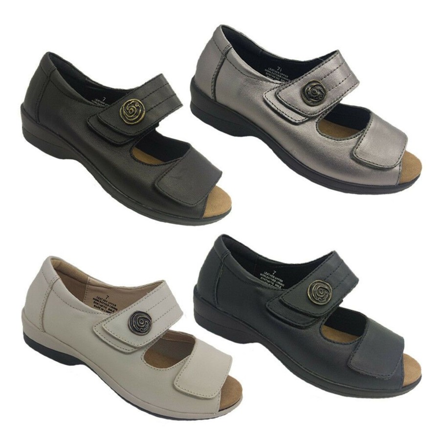 Women Jemma | Ladies Shoes Jemma Webba Leather Orthotic Comfort Sandal Adjustable Size 6-11