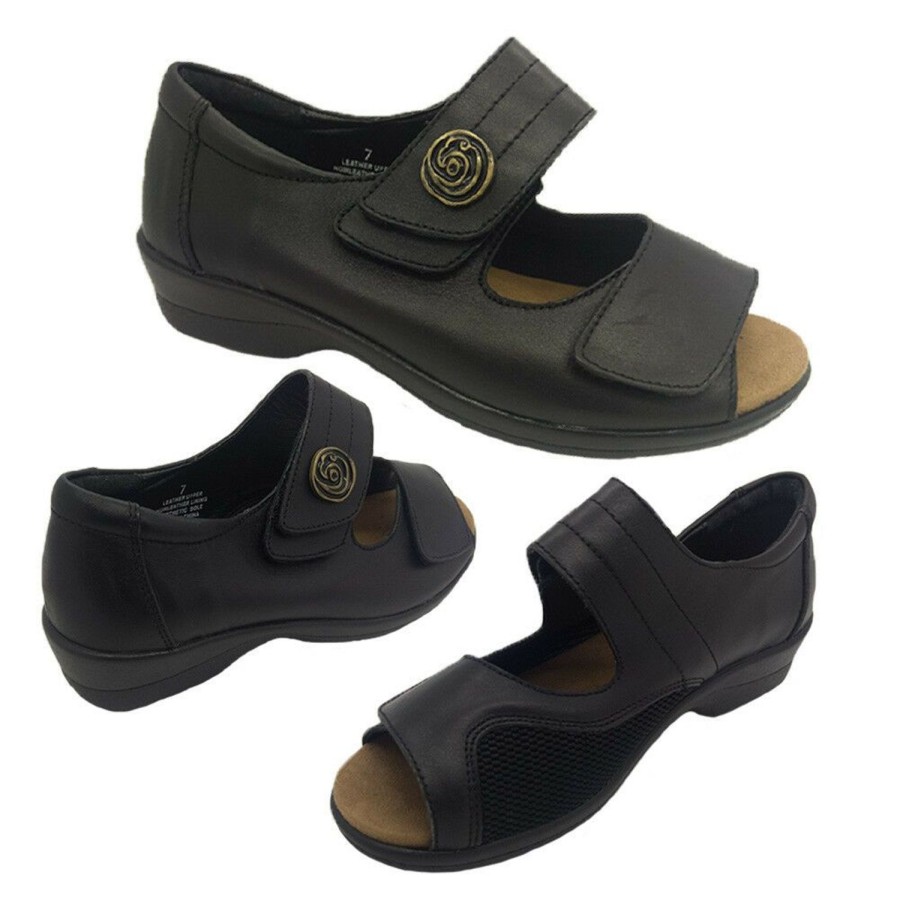 Women Jemma | Ladies Shoes Jemma Webba Leather Orthotic Comfort Sandal Adjustable Size 6-11